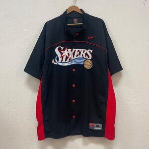 Vintage Nike NBA Philadelphia 76ers Button Down Collared Black Shirt  Sz XL